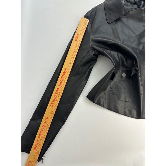 Armani Exchange‎ AX Black Faux Leather Moto Jacket Women's Size S Small - Picture 7 of 10